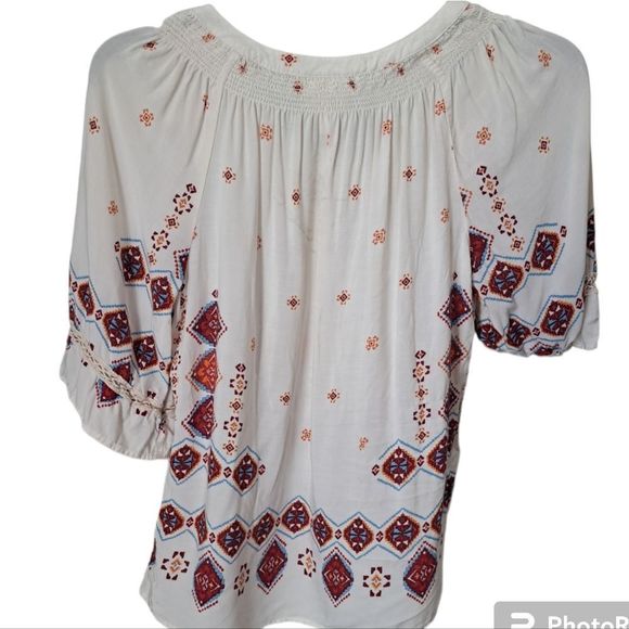 ANTHROPOLOGIE Fig and Flower Peasent Tunic Tie Top Blouse - Picture 3 of 10